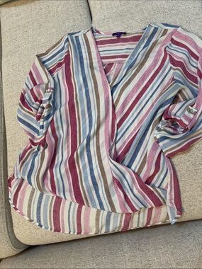 West Kei Multicolor Striped V-Neck Blouse